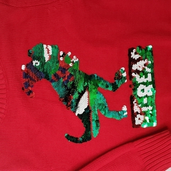 H&M Christmas T-Rex Knit Changing Image Sequins Sweater Long Sleeve - Picture 2 of 4